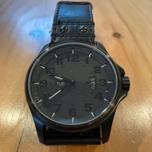 LUMINOX Field Day Date Series 1870 Blackout Watch with Leather Band